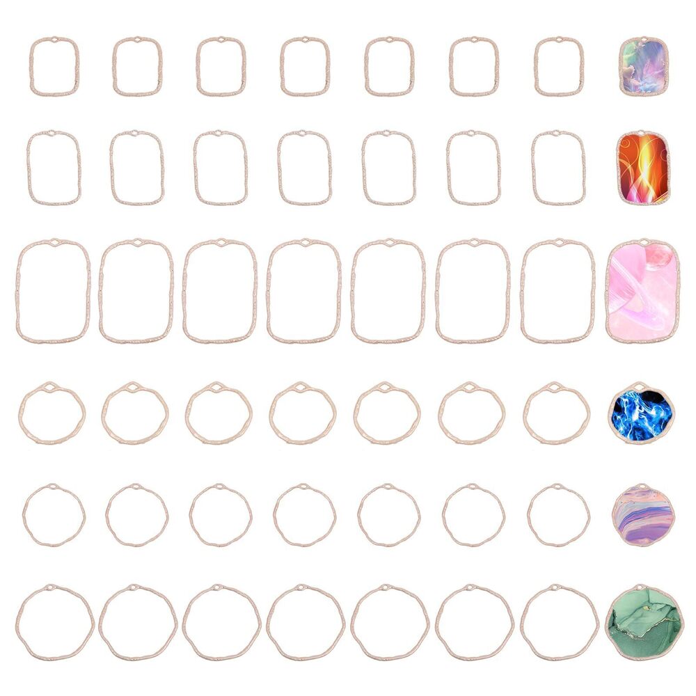 9440 48Pcs 6 Styles Open Back Bezel Pendants DIY UV Resin Pendants